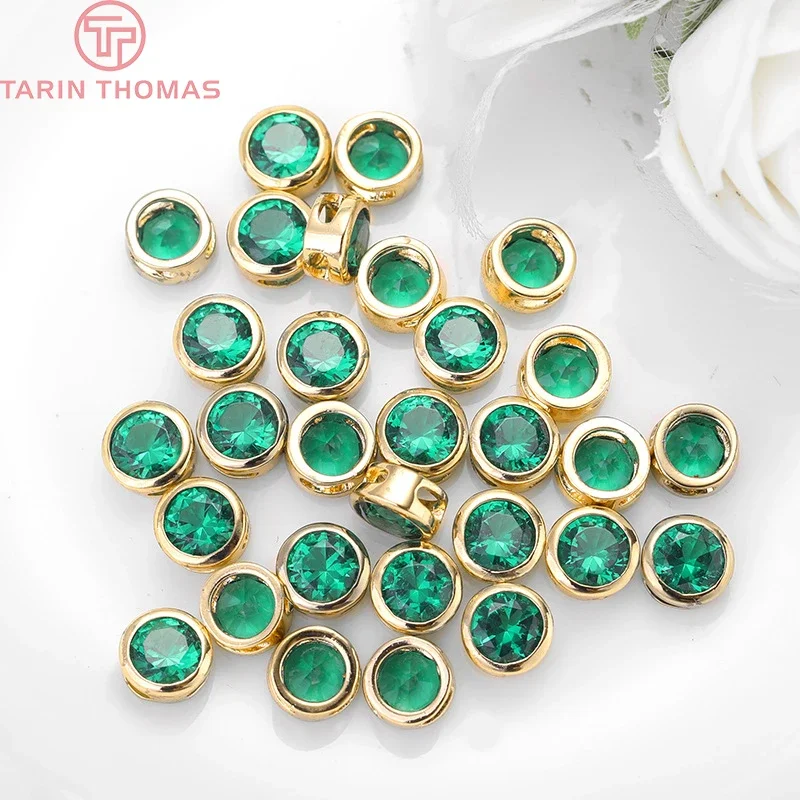 (4370)4 шт. 5 3 мм 7 6 24-каратное золотое покрытие бюстгальтеры с цирконом-прокладкой