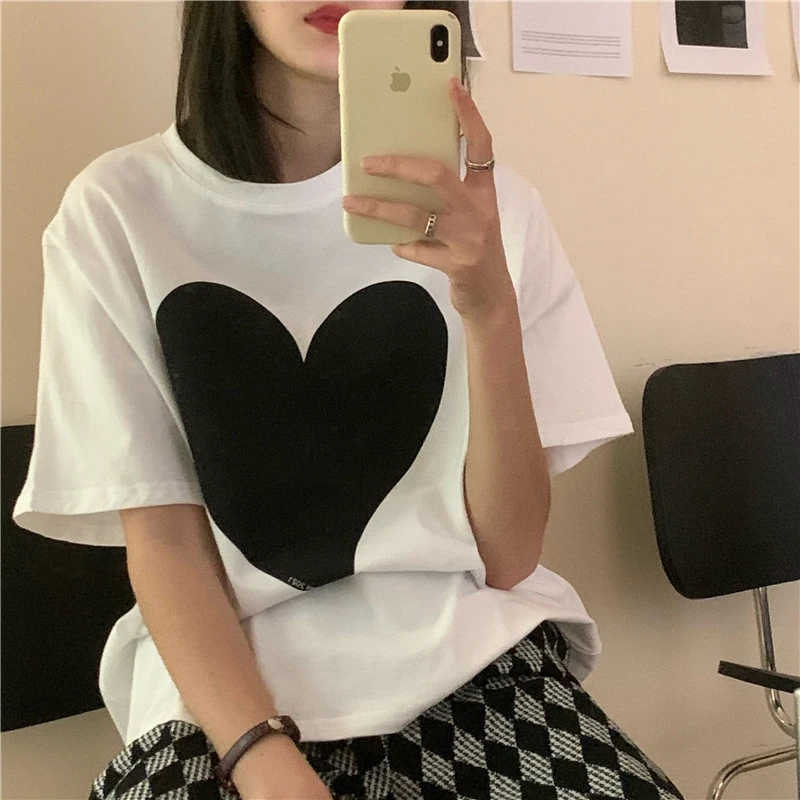 

6792 new summer ins tide undershirt missing half-sleeved Korean loose love T-shirt women