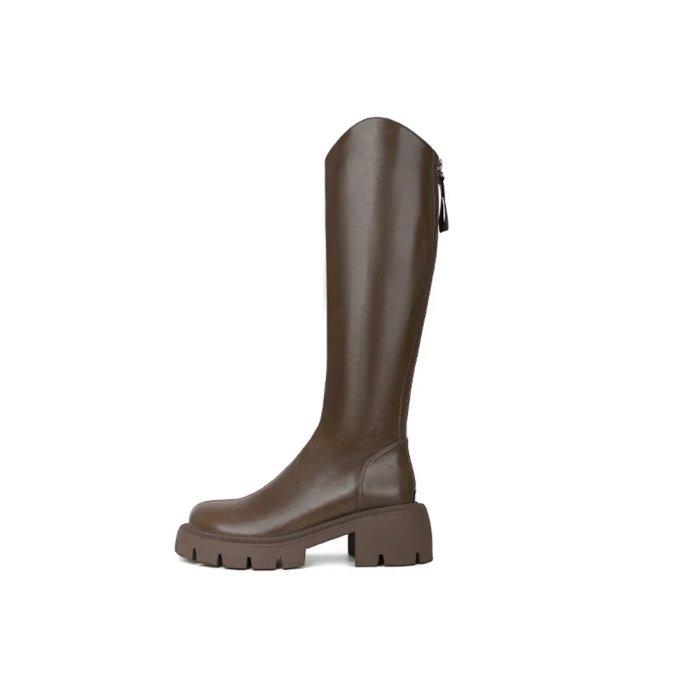 

Ботинки Челси Женские зимние кожаные на среднем каблуке и платформе