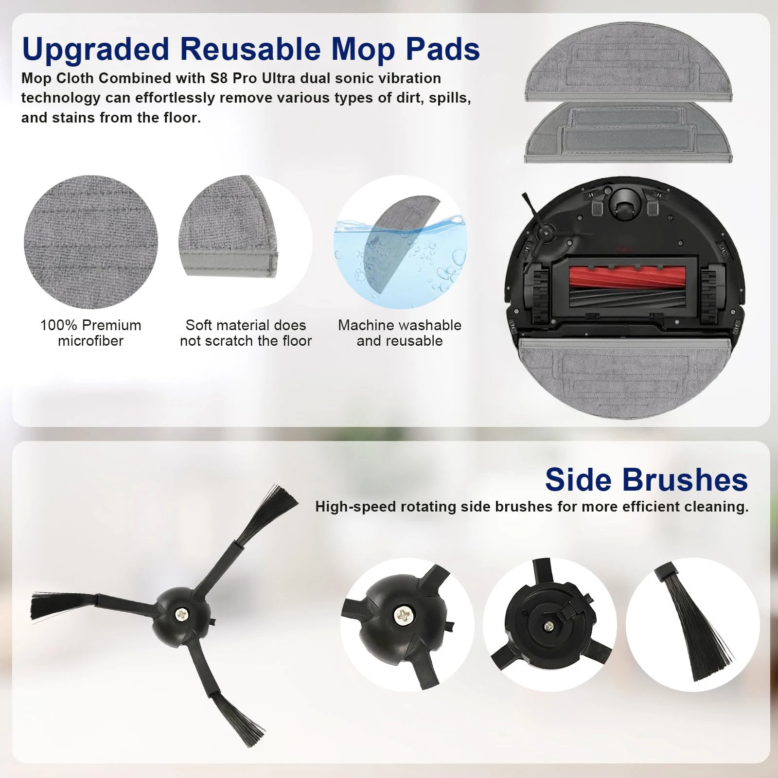 Набор аксессуаров для робота-пылесоса Roborock S8 Pro запасные части двойная основная и