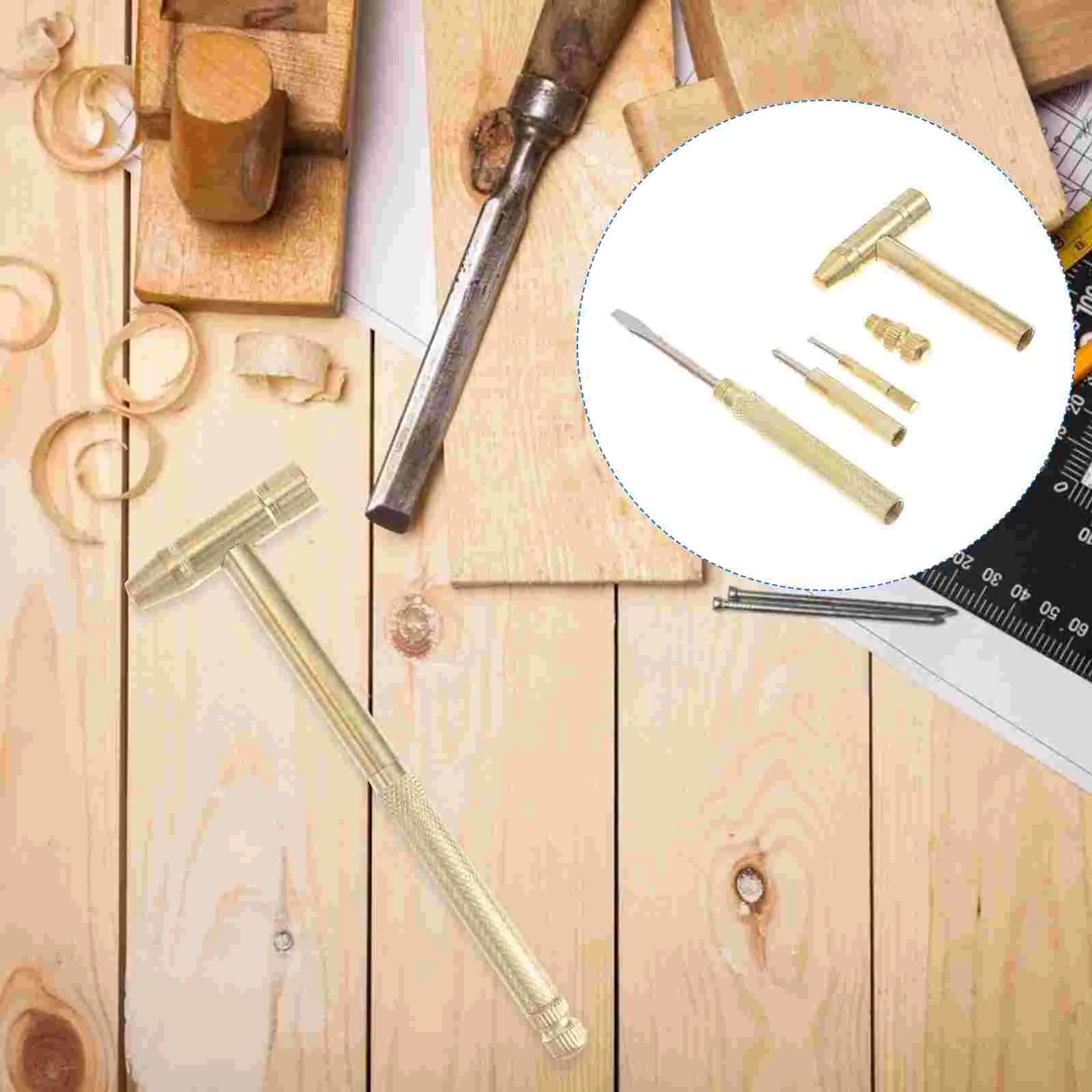 

6 in 1 Multi-functional Mini Ball Hammer Screwdriver Tool (Golden)