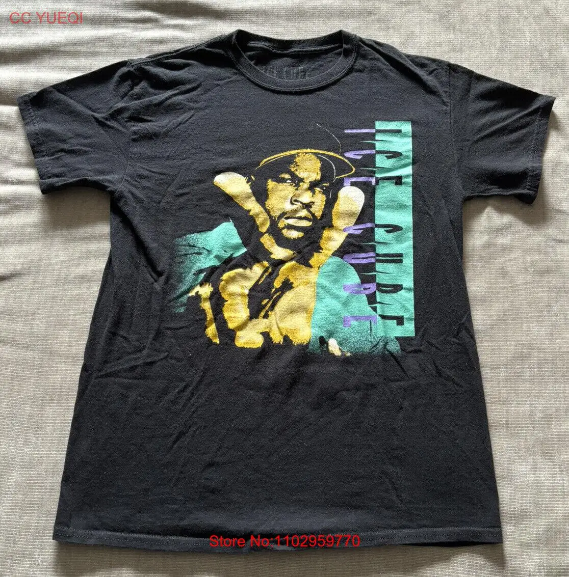 Футболка льда Куб Средний NWA хип-хоп рэп музыка Boyz с капюшоном пятница хлопок