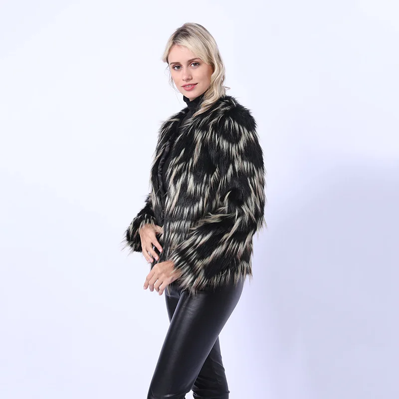 Women's Fur Jacket Winter Faux Goat Wool Long Wool Leather Fur Coat Mid-Length Gradient Color Fur Coat for Women Faux Fur Coat