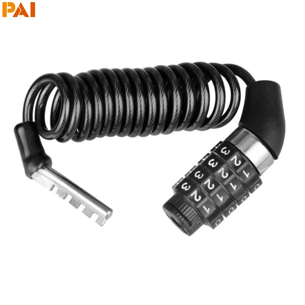 

Велосипедный замок со стальным тросом, 4-значный замок для велосипедного шлема, портативный кабель, рюкзак