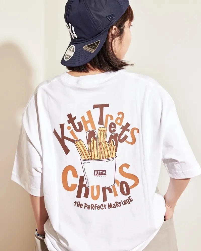 

Top version Kith Treats French Fries T-shirt Men Women Box Logo Pocket T Shirt Tee Tops Skateboard