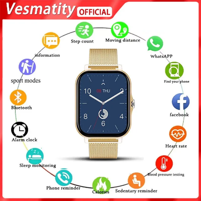 

2022 Vesmatity Full Touch Sport Smart Watch Men Women Heart Rate Fitness Tracker Bluetooth Call Smartwatch GTS 2 P8 Plus Watch