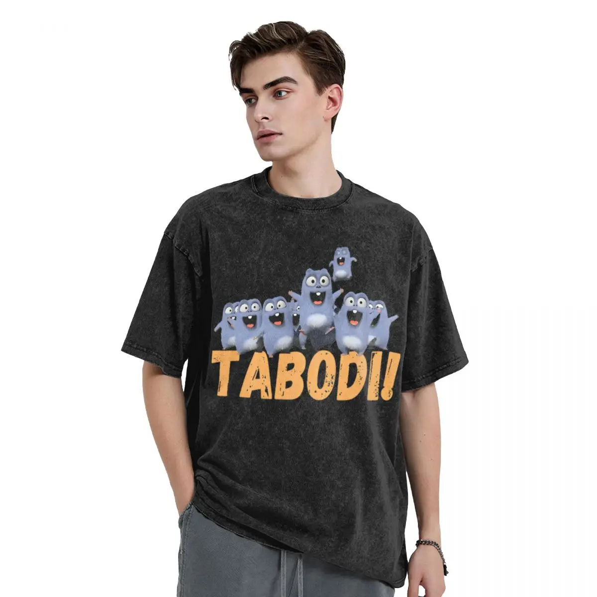 Мытая Футболка Happy Tabodi и Grizzy Винтажная Harajuku одежда в уличном стиле с принтом из