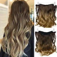 dansama synthetic hair natural clip hair extension clip secret fish line hairpiece body weaving black ombre brown for women