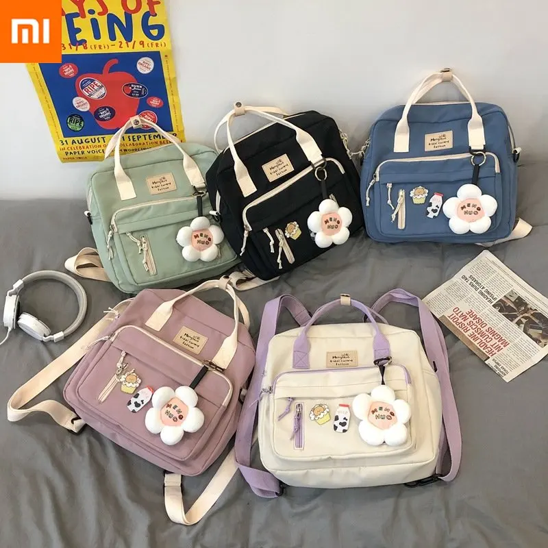 

Xiaomi 3 In 1 Backpack for Teenage Girl Ring Buckle Portable Travel Shoulder Bag Female Schoolbag Badge Woman Rucksack Satchel