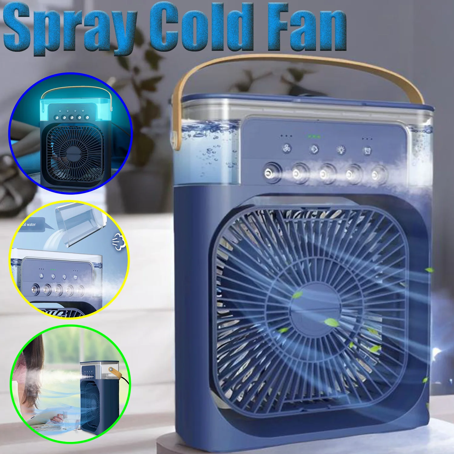 

Electric Fan,Portable USB Mini Air Conditioner Timing 3 Speeds Setting,Cooler Wind Spray Wide Angled Adjust with 600ml Capacity