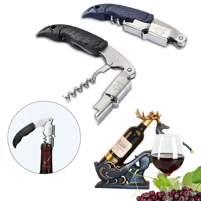 

1Pcs 4Colours Corkscrew Wine Opener Kitchen Tools Small Gift Party Supplies Professional Multifunction Portable Stainless Steel