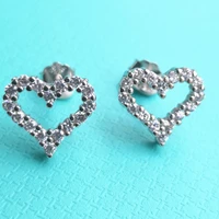 s925 sterling silver ladies hollow heart earrings popular holiday gifts in europe and america