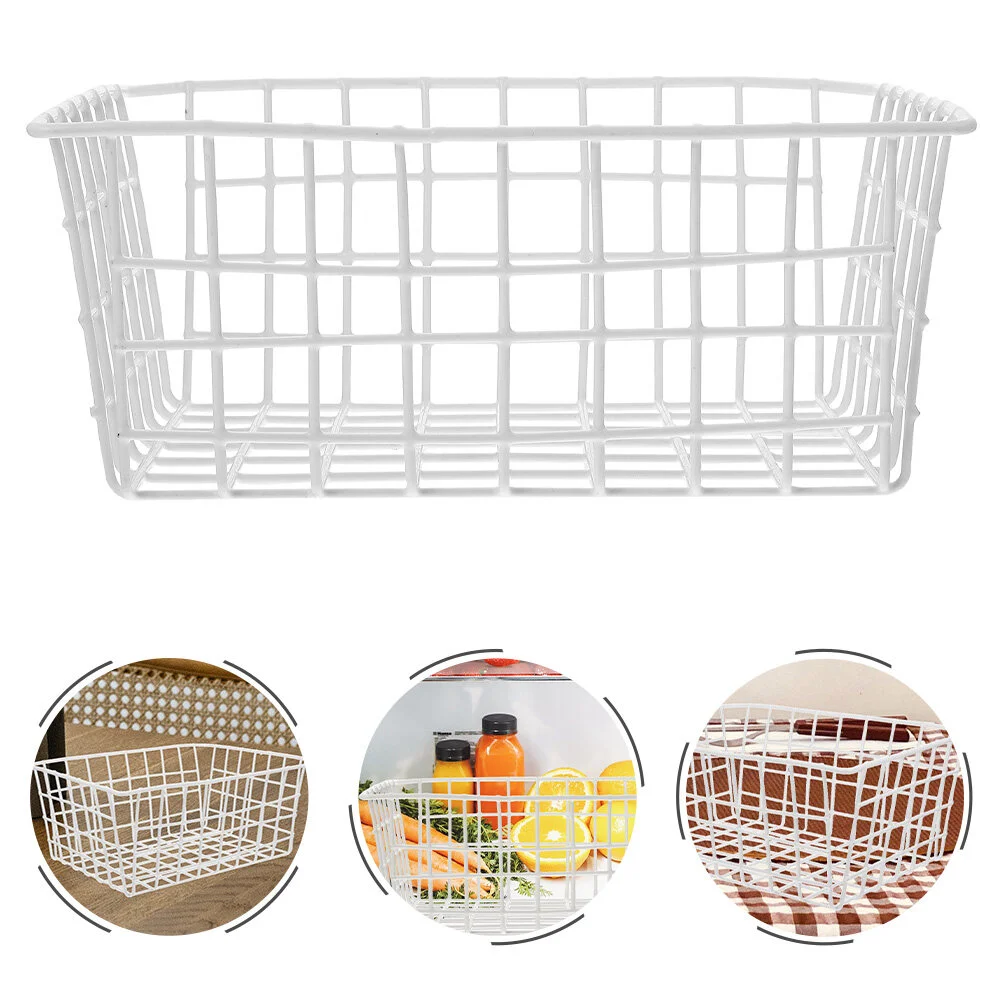 

2 Pcs Cutlery Basket Storage Fridge Organizer Wire Baskets Universal Pantry Racks Freezer Bins Iron Containers