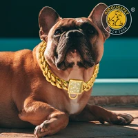 14mm wide metal dog collar choker gold luxury cuban link chain stainless steel pet collar for small big dog accessories