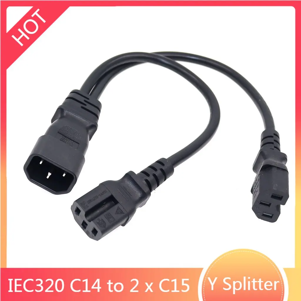 Кабель преобразования IEC320 C14 в Dual C15 Sokcet, UPS кабель питания C14-2 X C15, 30 см