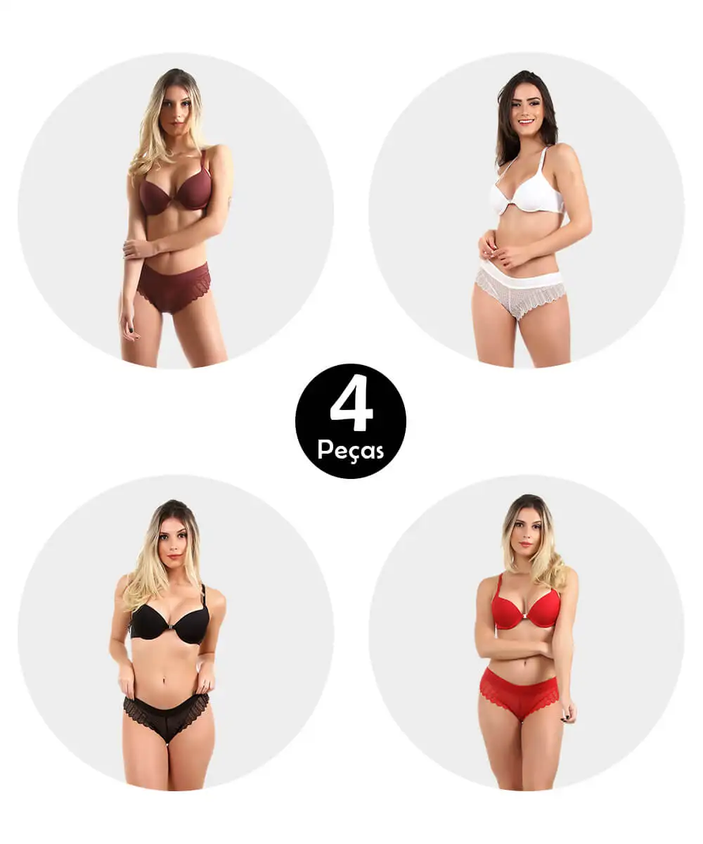 

Kit 4 Set IMI Lingerie With Bojo And Front Close Swimmer In Microfiber And Lace Lola