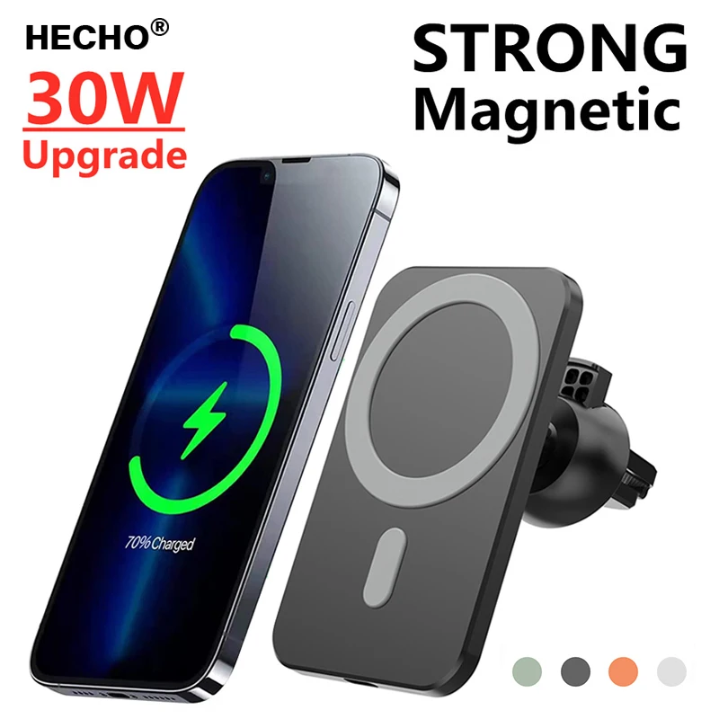 

30W Magnetic Fast Car Wireless Charger Phone Holder Stand for iPhone 14 13 12 Pro Max Wireless Charging Qi Macsafe Car Chargers