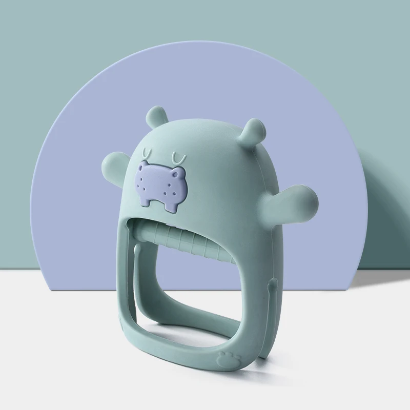 

1Pcs Baby Teething Toys Cute Cartoon Hippo Biting Toy Food Grade Silicone Infan Baby Soother Pacifier Teethers