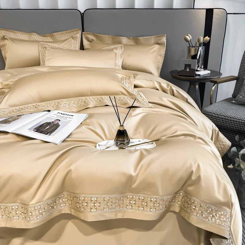 

1000TC Egyptian Cotton Embroidery Luxury Bedding Set Pima Cotton Quilt Cover Set Duvet Cover Bed Linen Pillow Shams Bedclothes