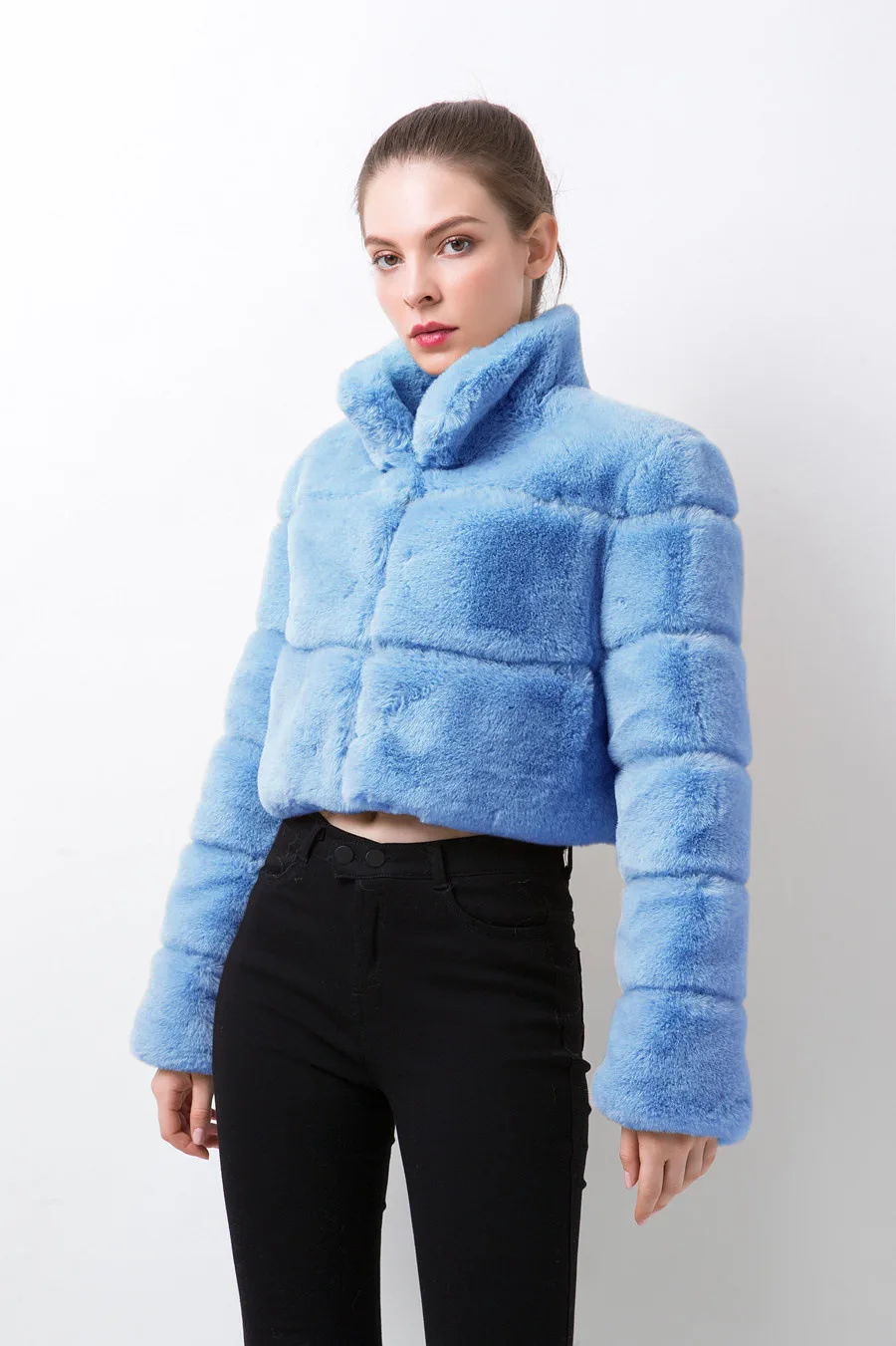 2022 New 6-color Fur Coat Short Sexy Hot Girl Imitation Fur Women's Coat Imitation Fox Fur Horizontal Stitching Artificial Fur