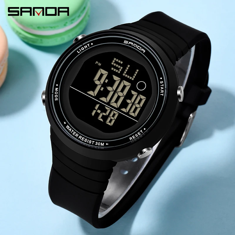 2023 SANDA Brand Men Sports Watches Fashion Chronos Countdown Waterproof LED Digital Watch Man Military Wrist Luminous Men Watch