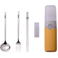 portable tableware set student high value stainless steel tableware three piece set portable ins tableware household