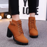 woman lace autumn boots womens ladies chunky wedge platform black patent leather ankle boots punk goth new arrival 2021