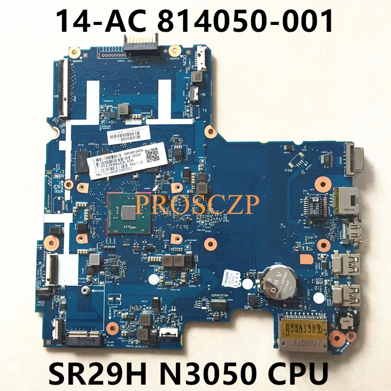 814050-001 Free Shipping For 14 4-AC 14-AC159NR SKITTL10-6050A2730201-MB-A01 Laptop Motherborard SR29H N3050 CPU 4GB 100% Tested