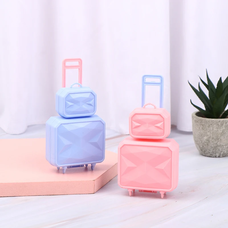 

1pcs Dollhouse Miniature Plastic Luggage Suitcase Storage Trolley Case Model Furniture Accessories For Doll House Decor Kids Toy