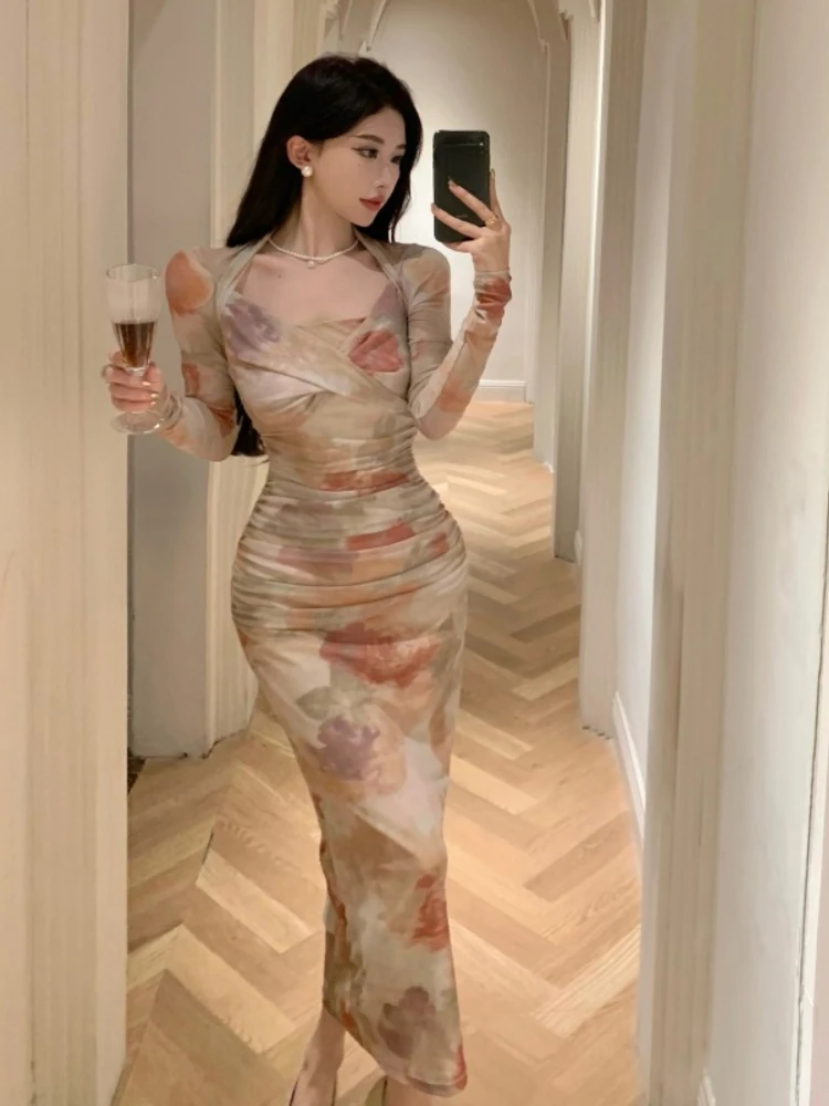 Ezgaga темпераментные платья женские сексуальные с цветочным принтом квадратный