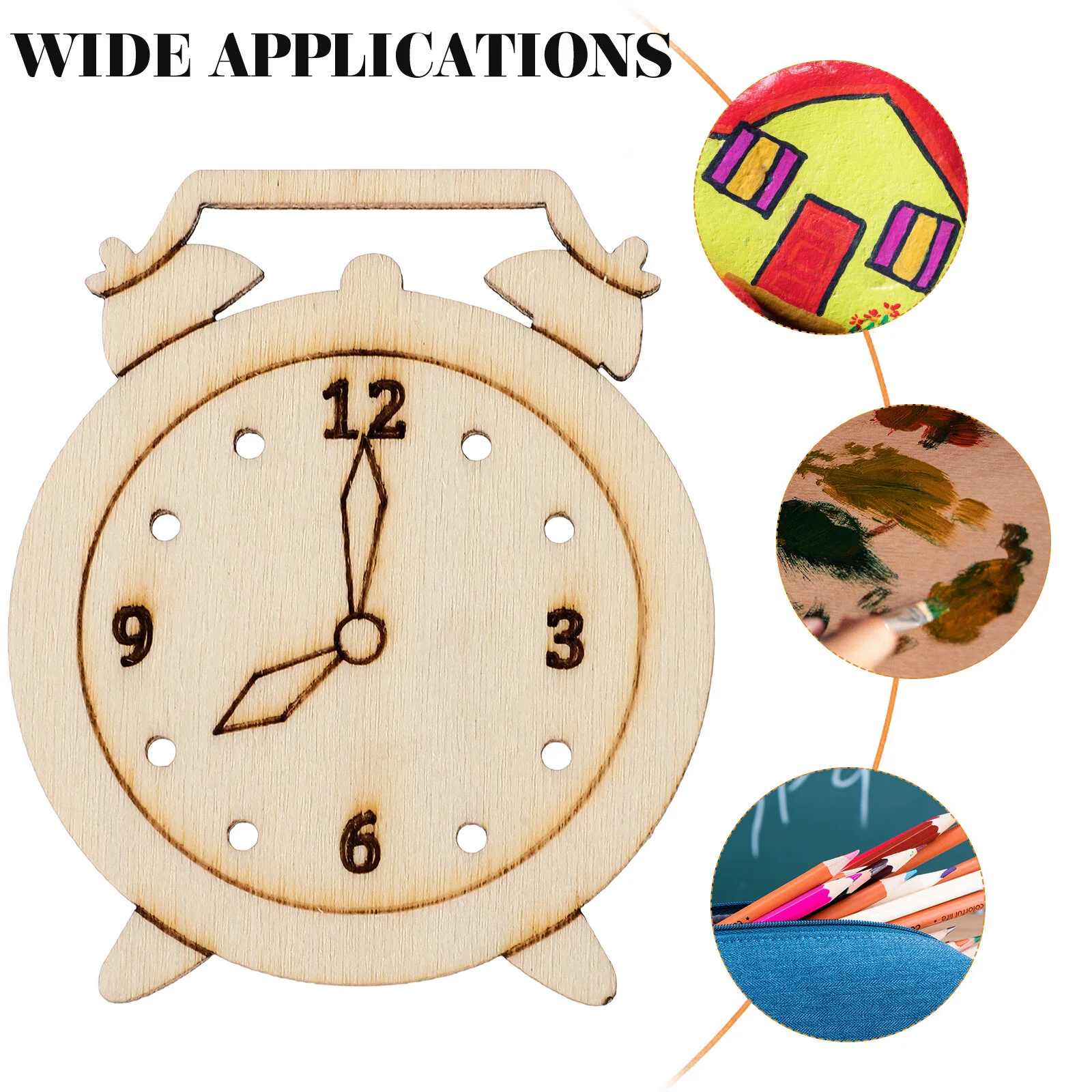 

5 Packs Wooden Cutout DIY Clock Cutouts Playset Slices Craft Decorations Graffiti Chips House Home Painted Embellishments