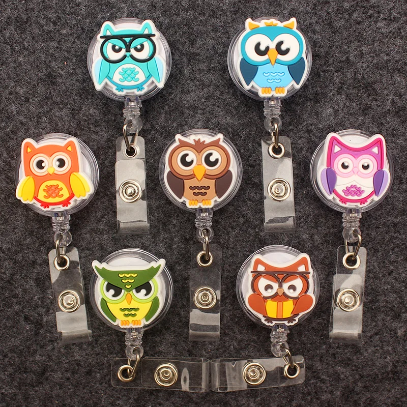 

Funny Colorful Owl Style Badge Reel Nurse Workers Enfermera ID Holder Girl Boy Retractable Name Card Holder Accessory