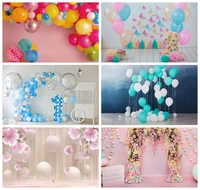 laeacco newborn birthday party photo backgrounds balloons clouds flowers gifts banner custom photography backdrops photo studio