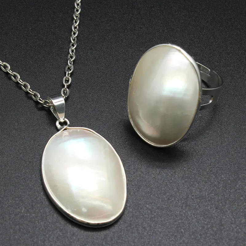 Овальный кулон в виде ракушки Mabe для женщин ожерелье сделай сам натуральный