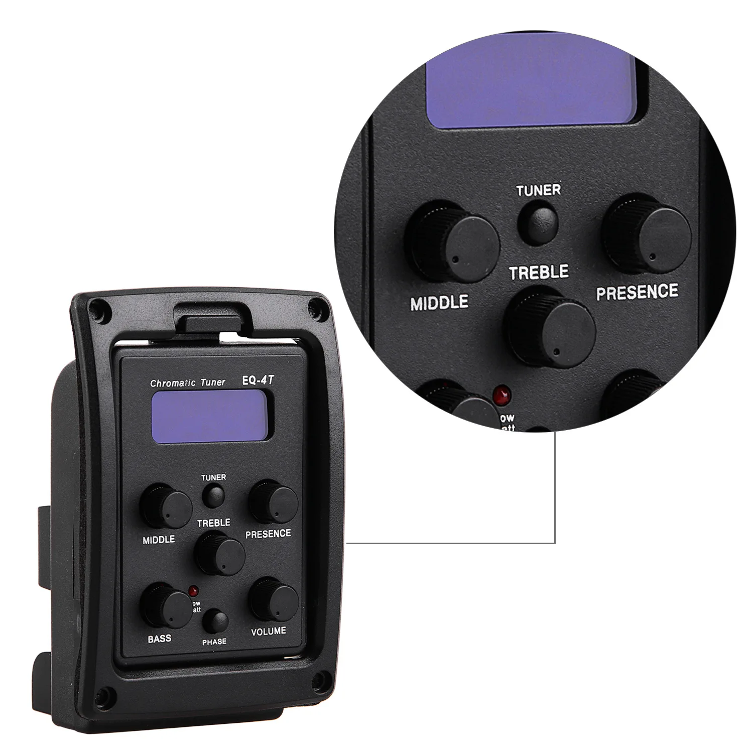 

New EQ-4T 4 Band Pickup EQ Preamp with Tuner For Acoustic Guitar