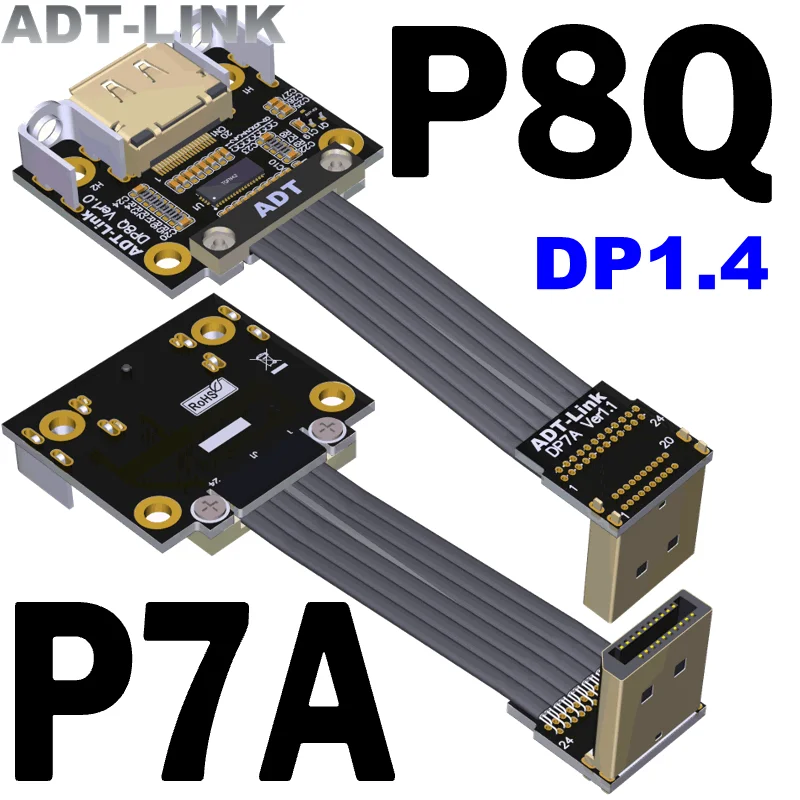 Новый Удлинительный кабель DP 1,4, полноскоростной 4K/144Hz, высокосовместимый черный ленточный удлинитель Displayport V1.4 с повторным драйвером и ИС Металлическим экраном