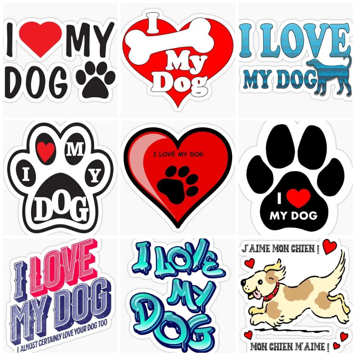 

I Love My Dog Creative Pets Sticker Laptop Motorcycle Car Window Book Wall Truck Door Room Helmet Bicycle Helmet Glass PVC Decal