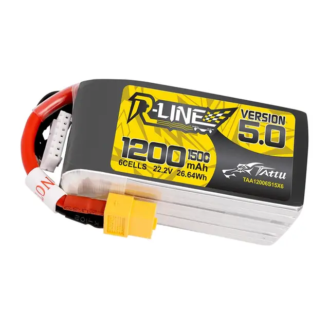 Tattu R-Line Version V5 6S 22.2V 1200mAh 150C Lipo XT60