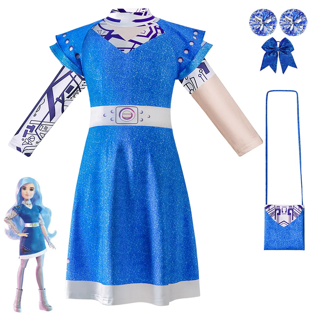 Костюм Аниме Zombie3 для косплея голубое платье чарлидинга наряд цветочный шар