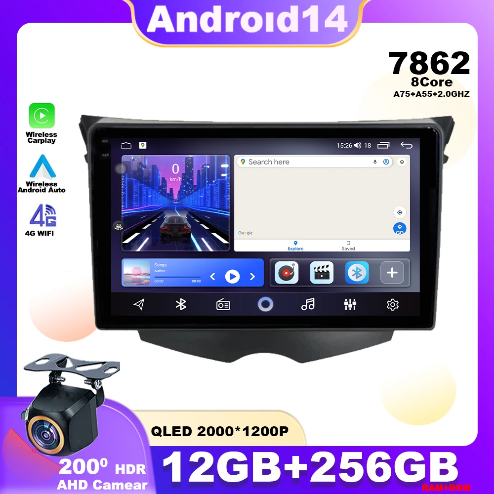 Автомагнитола на Android 14 для Hyundai Veloster FS 2011-2017 мультимедийный проигрыватель