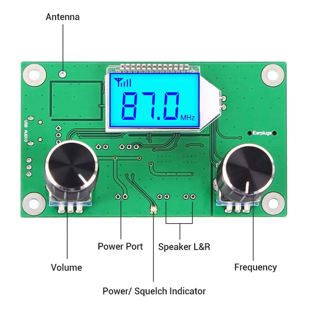 Wireless FM Radio Receiver Module 87.0MHz-108.0MHz Frequency Modulation DIY Digital Radio Receiver Transmitter Board LCD Display