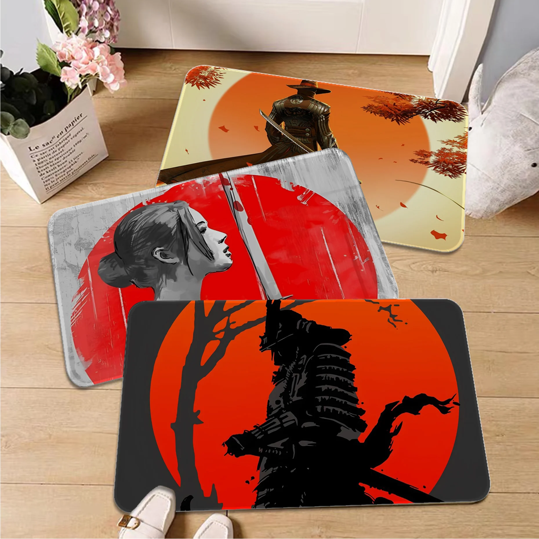 

Japanese Samurai Floor Mat Anti-slip Absorb Water Long Strip Cushion Bedroon Mat Bedside Area Rugs