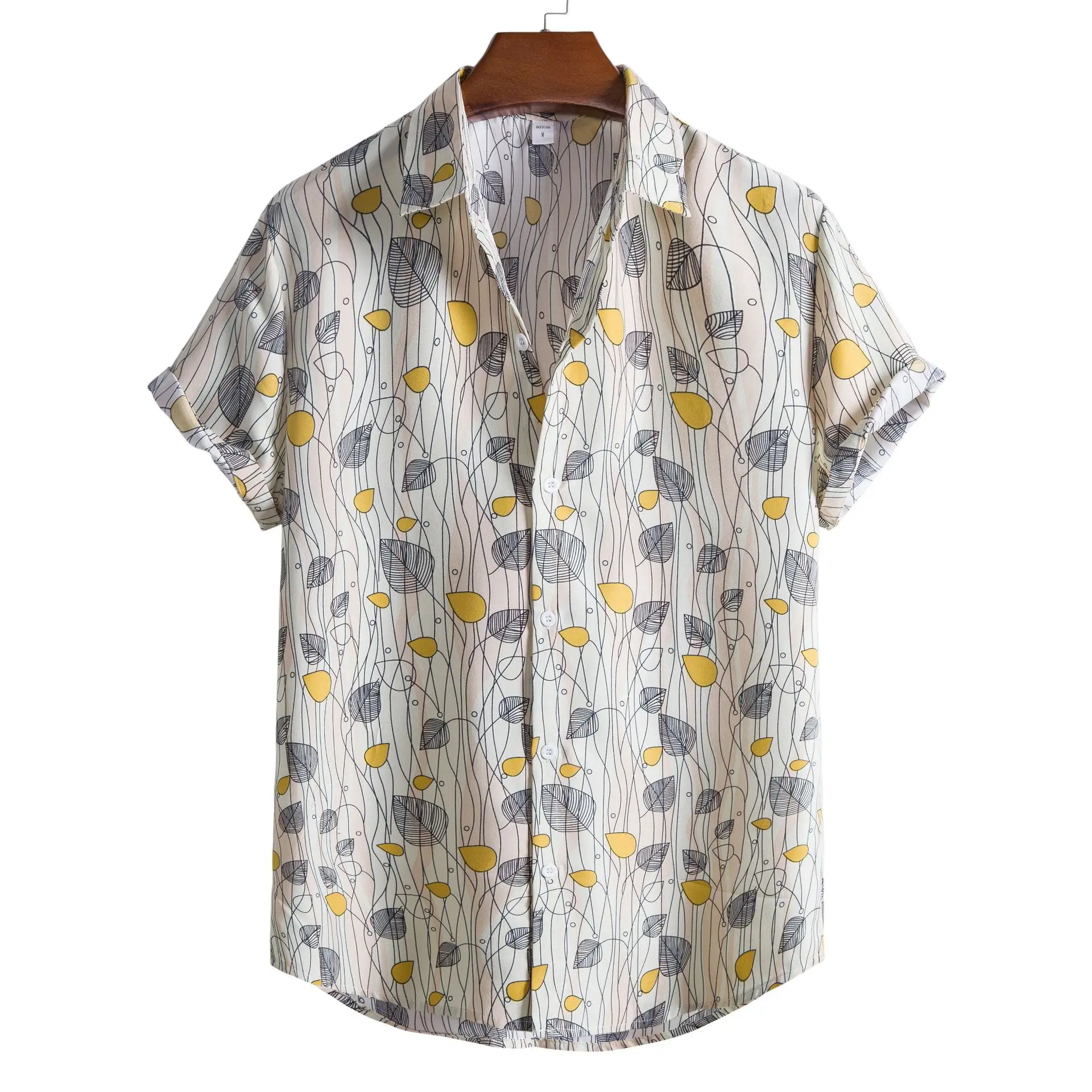 

Summer Men's Beach Shirt Print Casual Short Sleeve Shirt Lapel Top