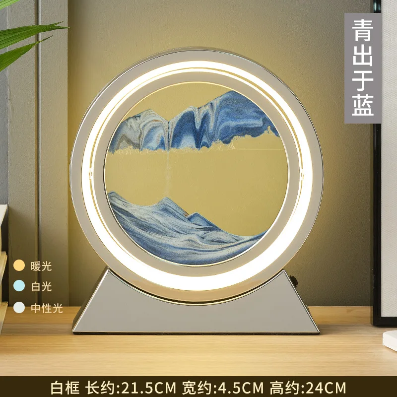 

Moving Sand Art Picture Home Decor Lamp 3D Glass Hourglass LED Deep Sea Sandscape In Motion Display Flowing Sand Frame Gift