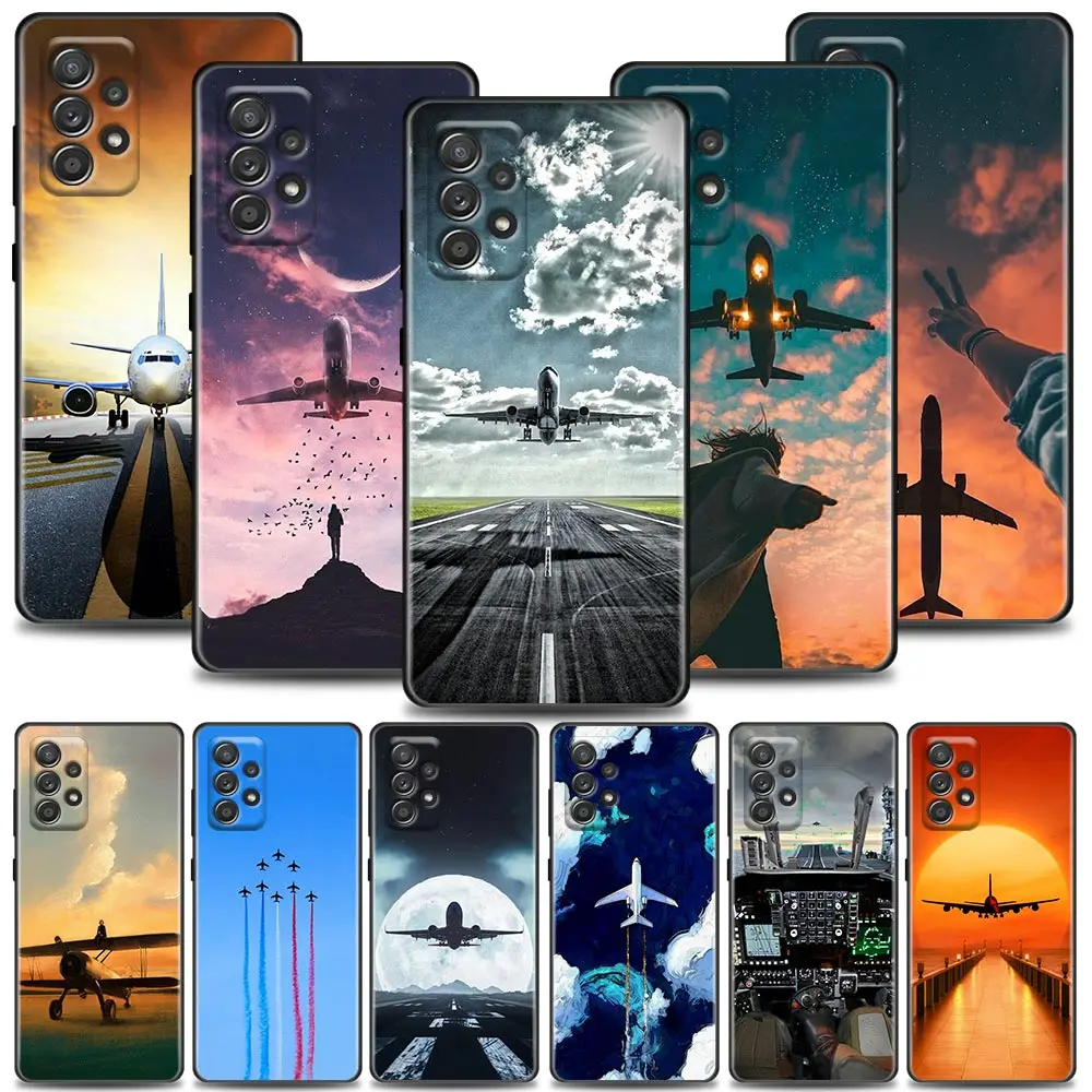 

Aircraft Plane Airplane Phone Case For Samsung Galaxy A72 A52 A42 A32 A22 A21s A02s A12 A02 A51 A71 A41 A11 A01 5G Silicone Case