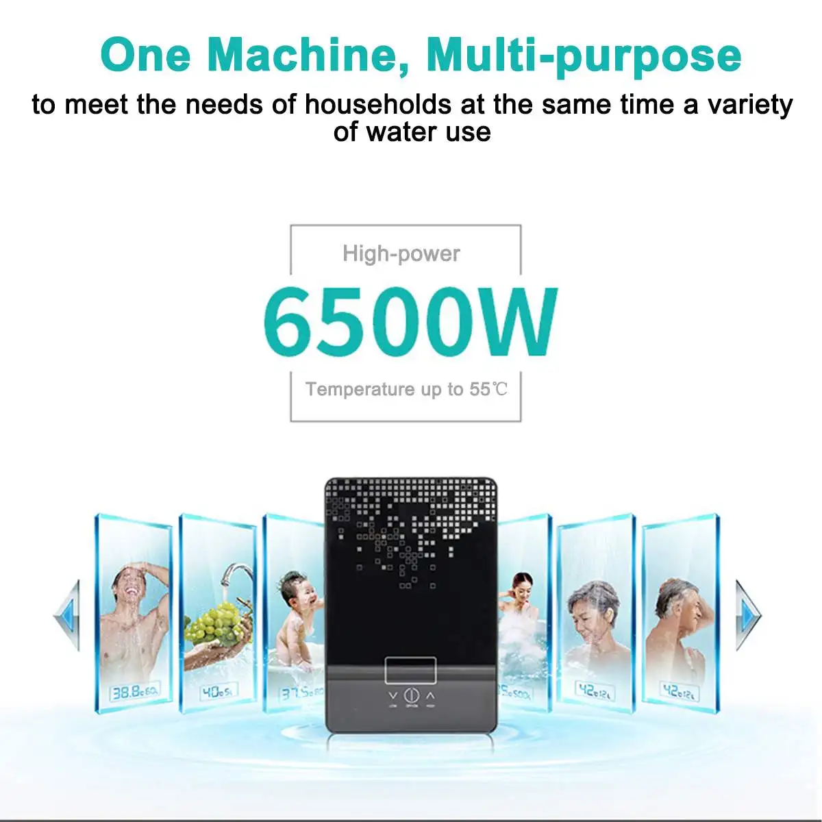 220v 6500w electric water heater instant tankless water heater bathroom shower multi purpose household hot water heater free global shipping