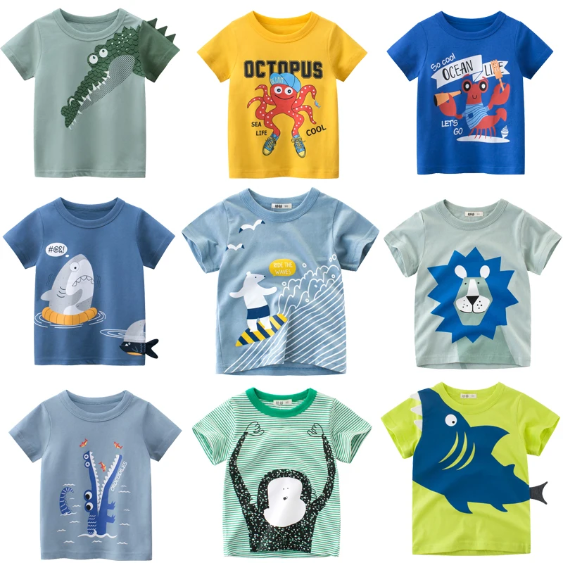 

cartoon 2022 Summer for Children's Clothing Boys Short Sleeve T-shirt Kids Sweatshirt Child's Cotton Clothes Boys T-shirts 2-8Y