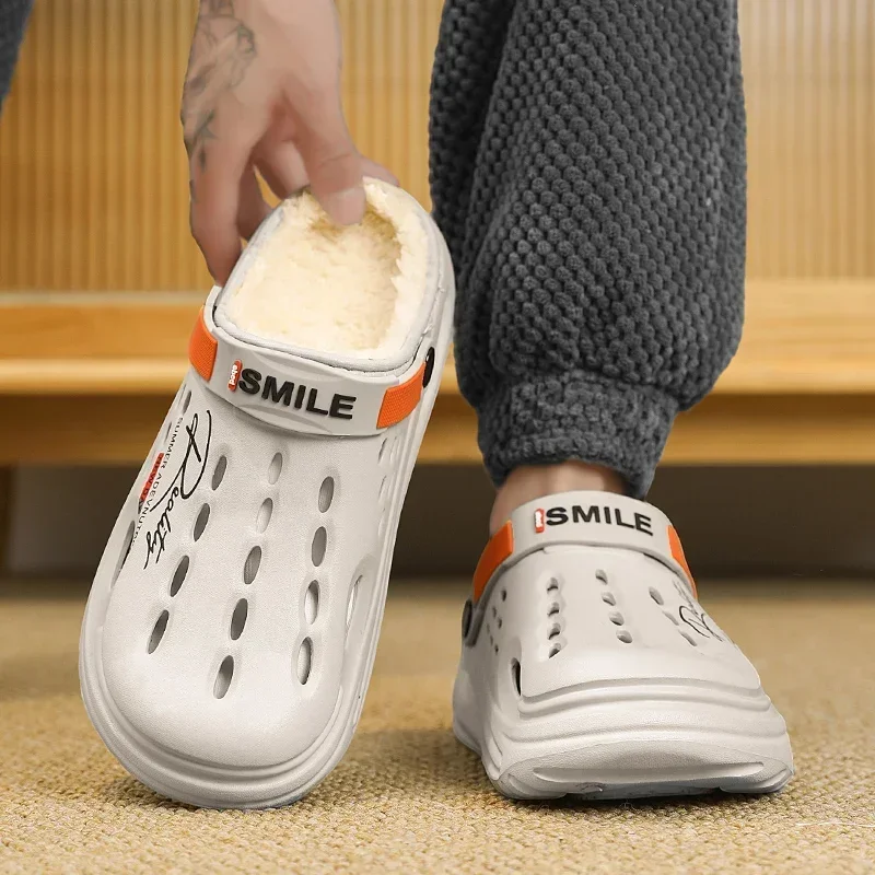 Мужские зимние тапочки теплые меховые мягкая домашняя хлопковая обувь для