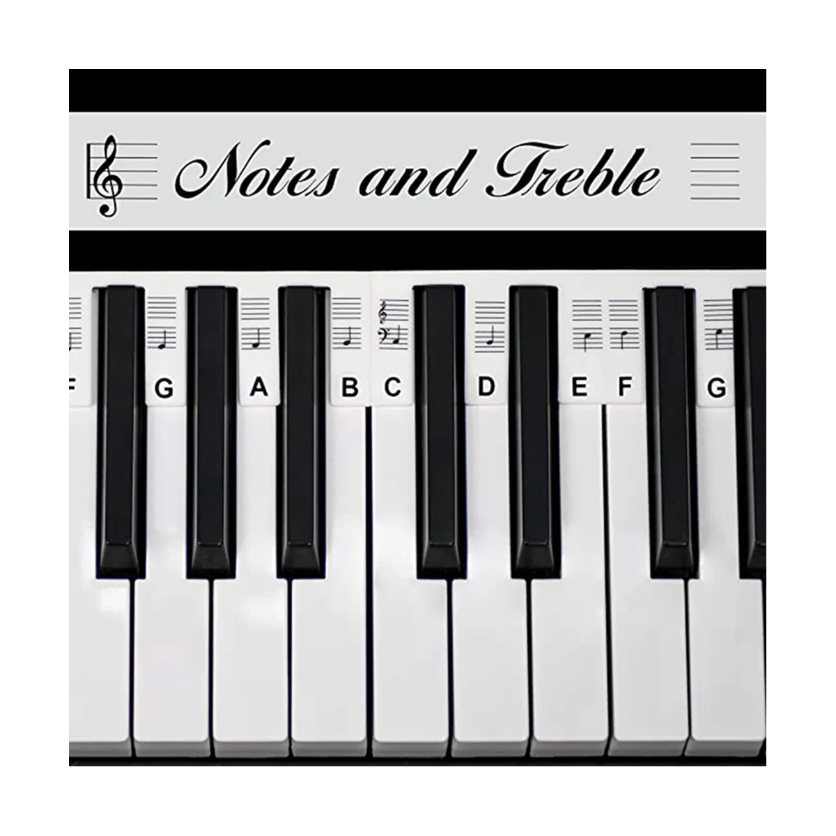 

Detachable Piano Keyboard Note Label, 88 Keys Piano Note Guide and Piano Key Guide, (Black)