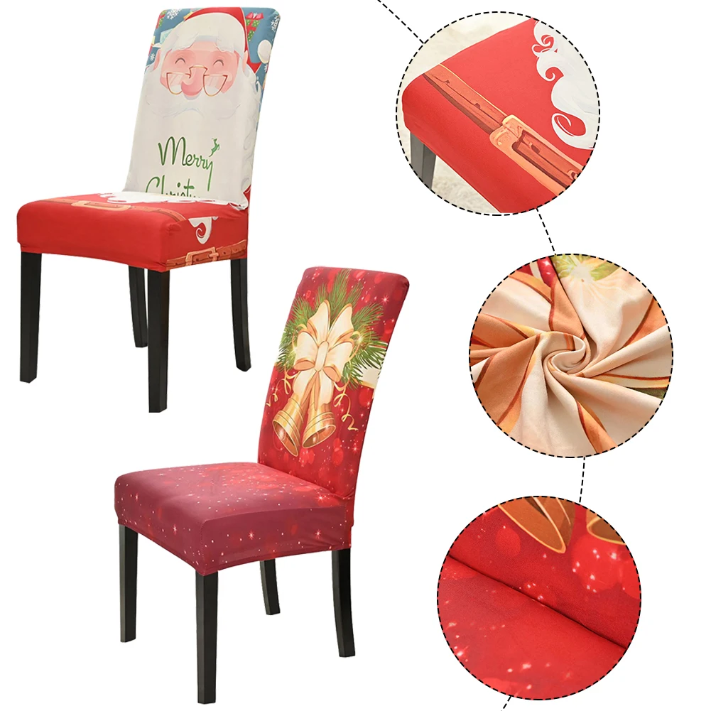 

1* Christmas Stretch Dining Chair Cover Party Decor Dining Room Seat Slip Covers Stretch Slipcovers For Christmas Banquet Party